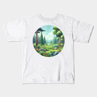 Low Poly Spring Forest Kids T-Shirt